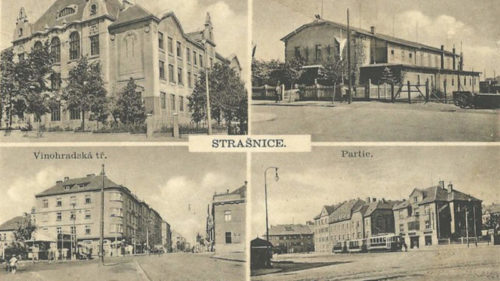 Strašnice na historické pohlednici.